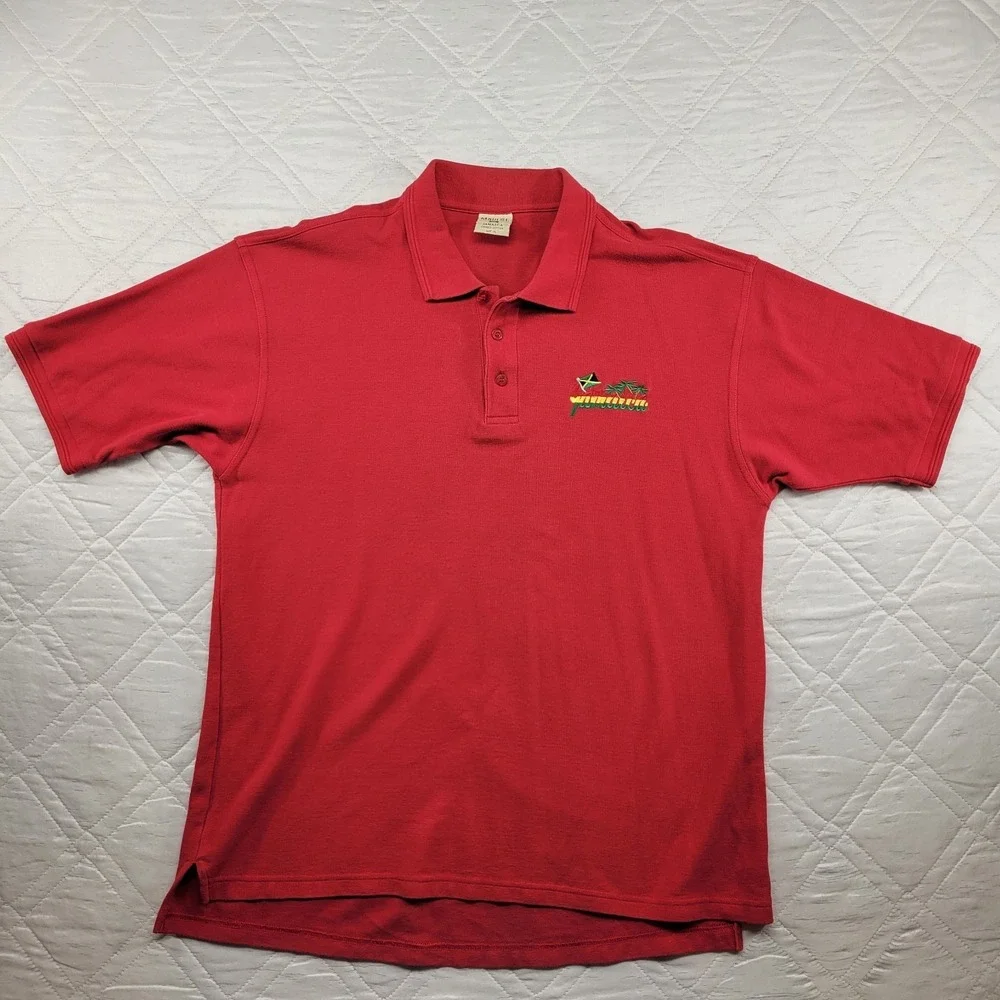 Main St. Jamaica red polo shirt w/ Jamaica Embroidered size XL
